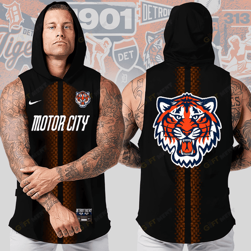 Detroit Tigers 2024 City Connect V4 | Men’s Workout Hooded Tank Tops MLB