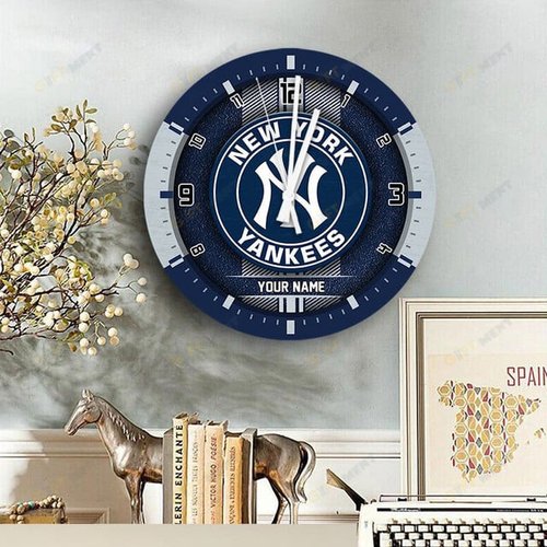 New York Yankees Wooden Clock