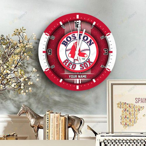 Boston Red Sox Wooden Clock