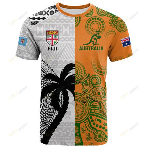 Custom Fiji And Australia Rugby T Shirt World Cup 2023 Together