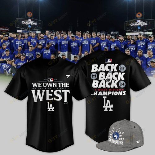 Los Angeles Dodgers 2024 NL West Division Champions Locker Room Jersey Black