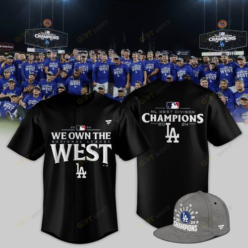 Los Angeles Dodgers 2024 NL West Division Champions Locker Room Jersey Black 02