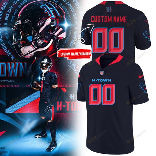 Men’s Nike HTown Blue Houston Texans Alternate Game Jersey (Custom)