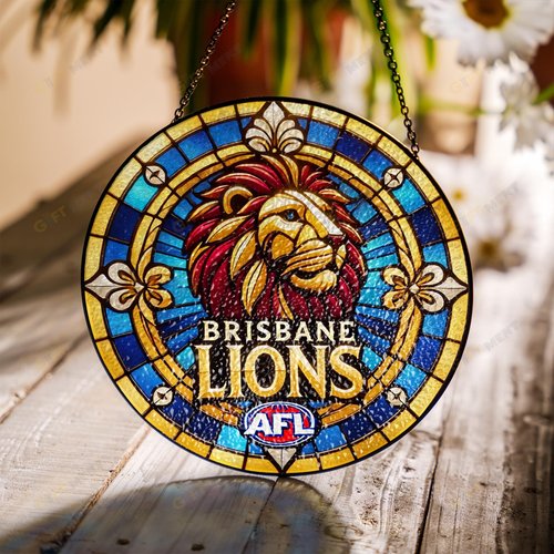 Brisbane Lions Stained Glass Suncatcher for Window Hanging