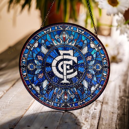 Carlton Football Club Stained Glass Suncatcher for Window Hanging