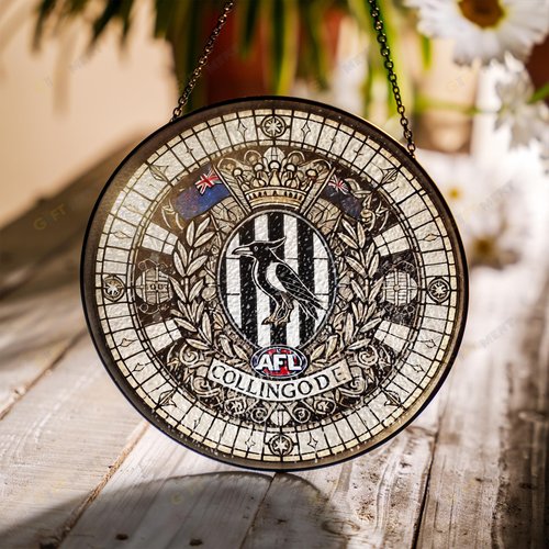 Collingwood Football Club Stained Glass Suncatcher for Window Hanging