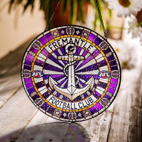 Fremantle Football Club Stained Glass Suncatcher for Window Hanging