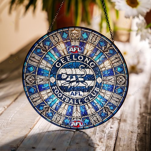 Geelong Football Club Stained Glass Suncatcher for Window Hanging