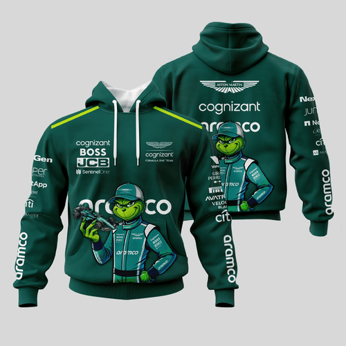 Aston Martin Aramco Cognizant Formula One Team x Grinch Hoodie, T Shirt, Zip Hoodie, Sweatshirt