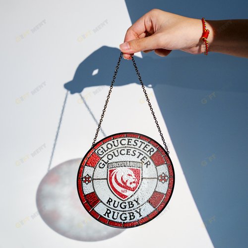 Gloucester Rugby Stained Glass Suncatcher for Window Hanging