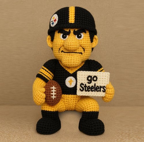 Handmade Pittsburgh Steelers Crochet | with Glasses & Chains | Gift for fans