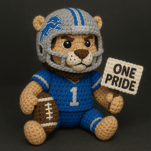 Handmade Detroit Lions Crochet | with Glasses & Chains | Gift for fans