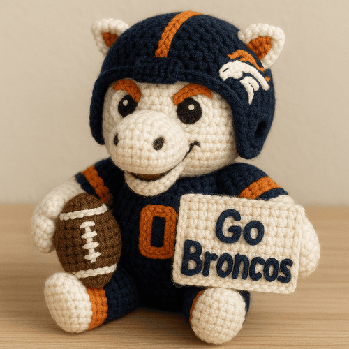 Handmade Denver Broncos Crochet | with Glasses & Chains | Gift for fans
