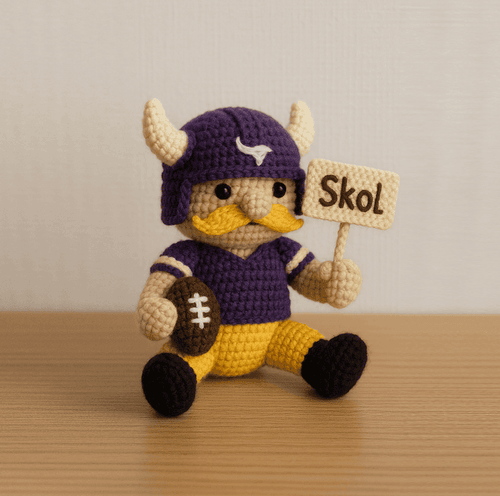 Handmade Minnesota Vikings Crochet | with Glasses & Chains | Gift for fans
