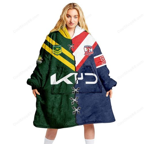 Sydney Roosters NRL Mix Kangaroos Hoodie Blanket Shirt