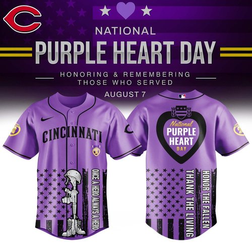 Cincinnati Reds x Purple Heart Day Baseball Jersey I