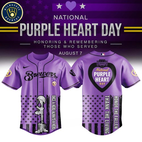 Milwaukee Brewers x Purple Heart Day Baseball Jersey I