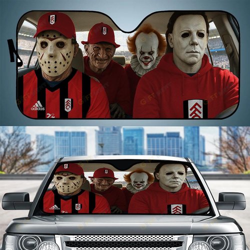 Fulham Horror Movie Funny Car Sunshade | EPL Halloween Windshield Cover Funny Car Sunshade Limited Edition
