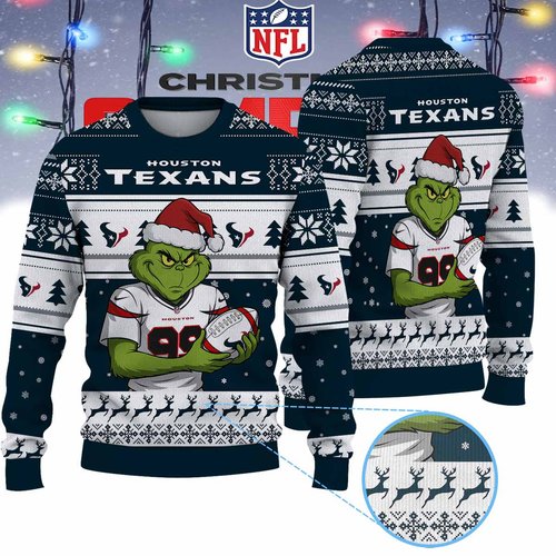 Houston Texans Grinch Jersey Premium Ugly Sweater Xmas