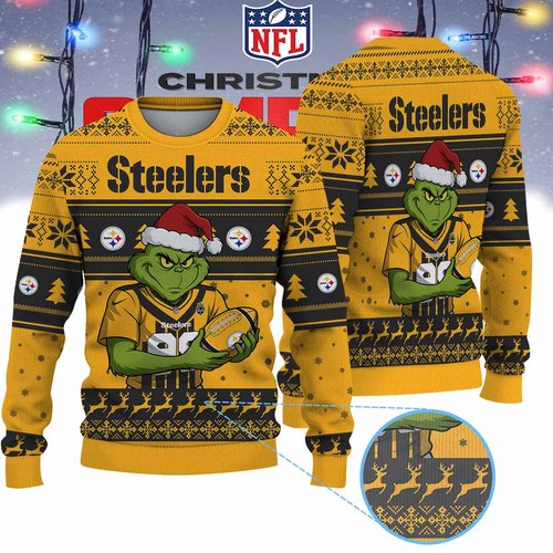 Pittsburgh Steelers Grinch Jersey Premium Ugly Sweater Xmas