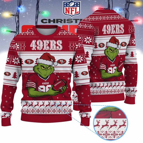 San Francisco 49ers Grinch Jersey Premium Ugly Sweater Xmas