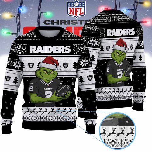 Las Vegas Raiders Grinch Jersey Premium Ugly Sweater Xmas