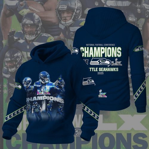 Seattle Seahawks Super Bowl LX 3D Waffle Hoodie
