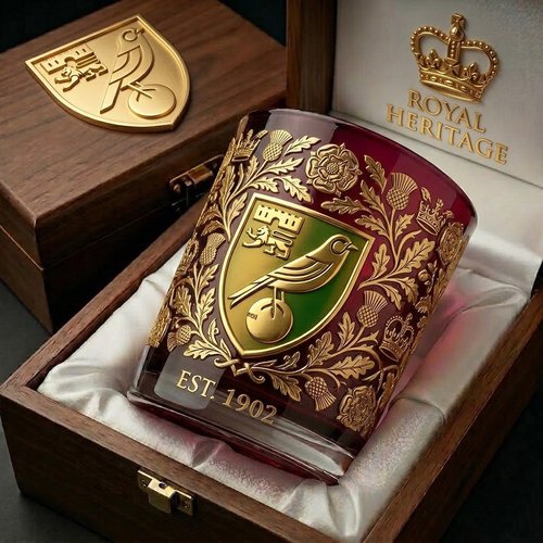 Norwich City Whiskey Glass | 3D Tribal Gold Edition