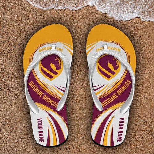 Brisbane Broncos NRL Custom Name Flip Flops