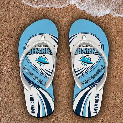 Cronulla-Sutherland Sharks Custom Name Flip Flops