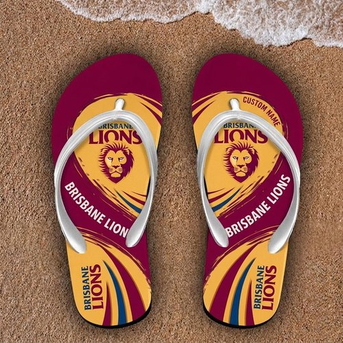 Brisbane Lions Custom Name Flip Flops