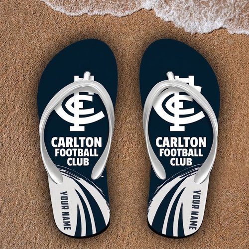 Carlton Football Club Custom Name Flip Flops