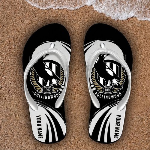 Collingwood Football Club Custom Name Flip Flops