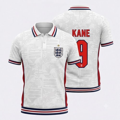 England Home Jersey Style Polo Shirt
