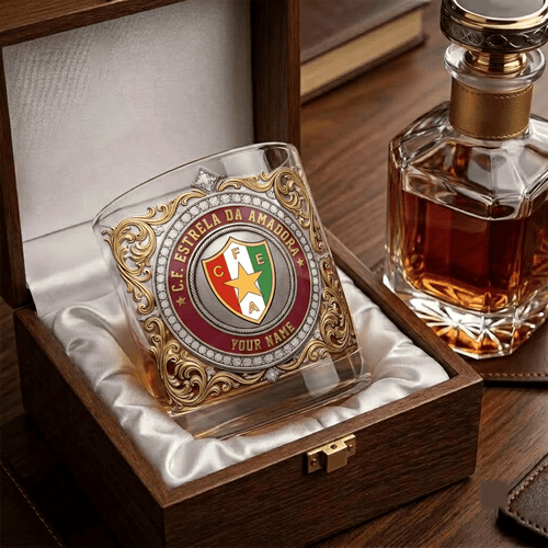 C.F. Estrela da Amadora Primeira Liga Whiskey Glass | 3D Tribal Gold Edition