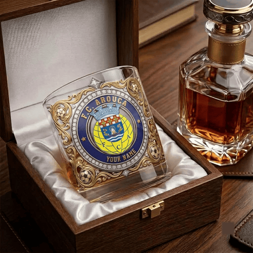 F.C. Arouca Primeira Liga Whiskey Glass | 3D Tribal Gold Edition