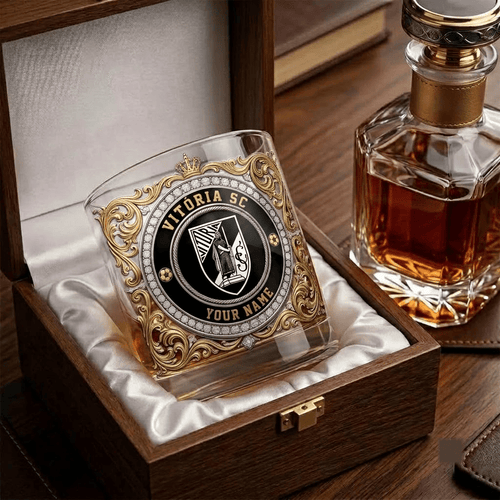 Vitória SC Primeira Liga Whiskey Glass | 3D Tribal Gold Edition