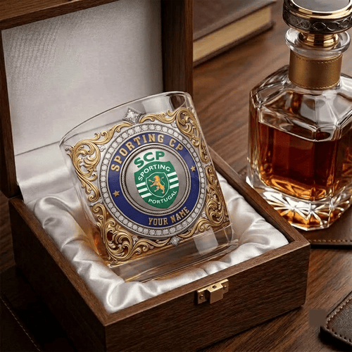 Sporting CP Primeira Liga Whiskey Glass | 3D Tribal Gold Edition