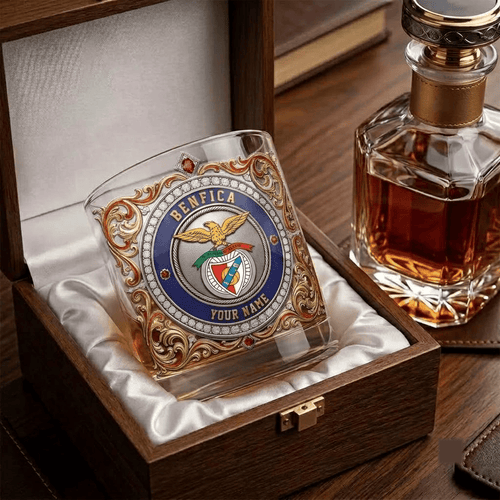 Benfica Primeira Liga Whiskey Glass | 3D Tribal Gold Edition