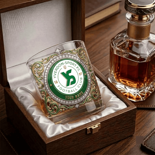 Yverdon-Sport FC Swiss Super League Whiskey Glass | 3D Tribal Gold Edition