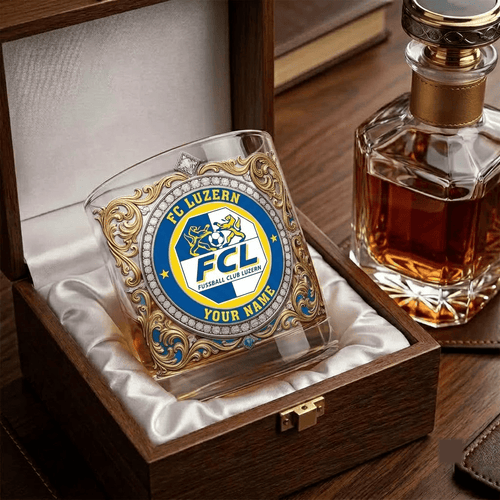 FC Luzern Swiss Super League Whiskey Glass | 3D Tribal Gold Edition