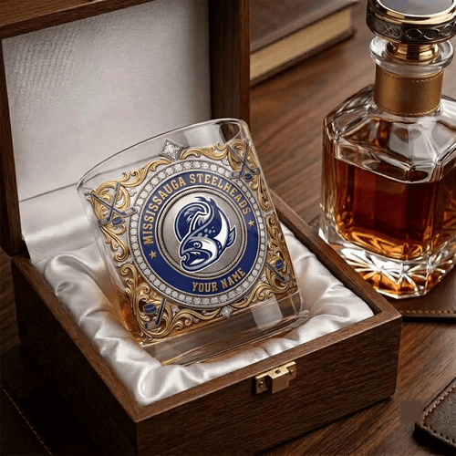 Mississauga Steelheads OHL Whiskey Glass | 3D Tribal Gold Edition