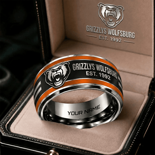 Grizzlys Wolfsburg Deutsche Eishockey Liga 3D Ring Personalized Ring Gift Style 2