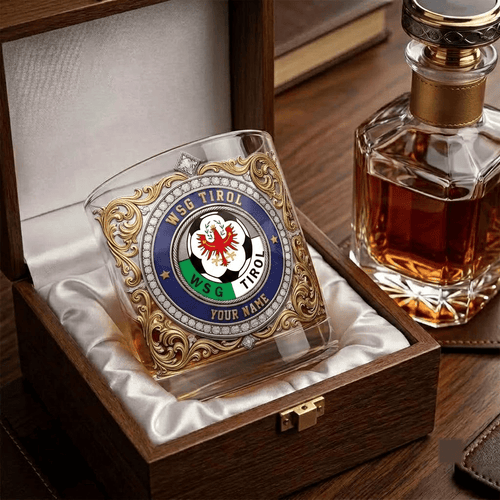 WSG Tirol Austrian Bundesliga Whiskey Glass | 3D Tribal Gold Edition