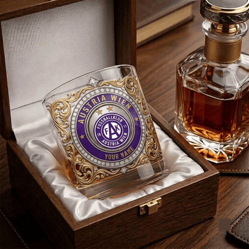 Austria Wien Austrian Bundesliga Whiskey Glass | 3D Tribal Gold Edition