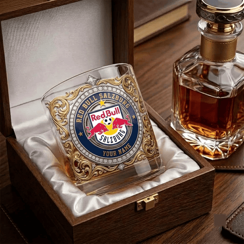 Red Bull Salzburg Austrian Bundesliga Whiskey Glass | 3D Tribal Gold Edition