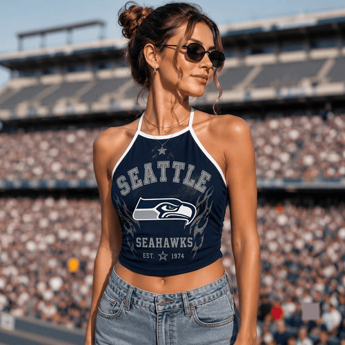 Seattle Seahawks NFL Women's Tie-Back Halter Tank Top