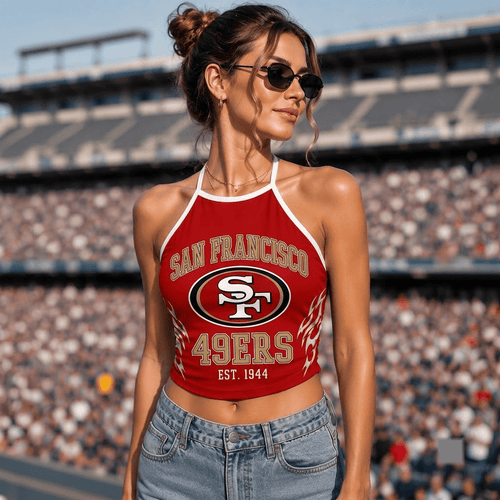 San Francisco 49ers NFL Women's Tie-Back Halter Tank Top