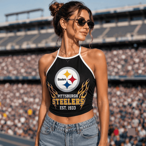 Pittsburgh Steelers NFL Women's Tie-Back Halter Tank Top