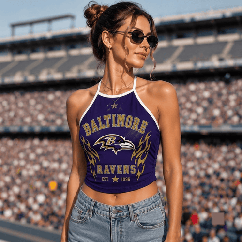 Baltimore Ravens NFL Women's Tie-Back Halter Tank Top